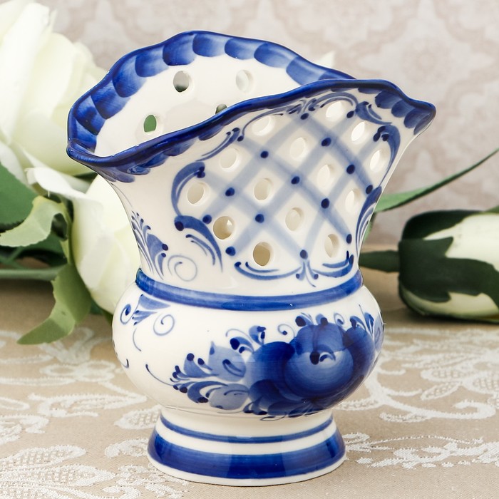 Салфетница «Царская», гжель, кобальт