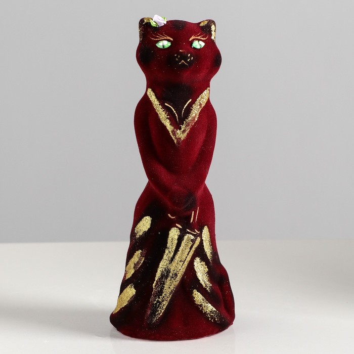 Копилка "Барышня" малая, флок, бордовая