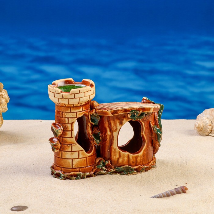 Декорации для аквариума "Башня с пнём"