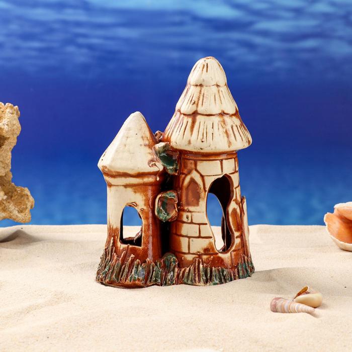 Декорации для аквариума "Замок двойной" микс