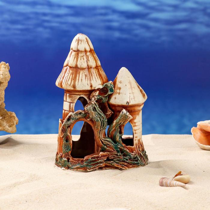 Декорации для аквариума "Замок двойной" микс