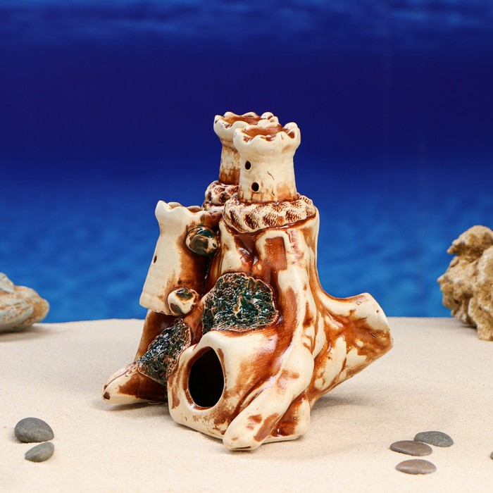 Декорации для аквариума "Две высокие башни на скале" микс