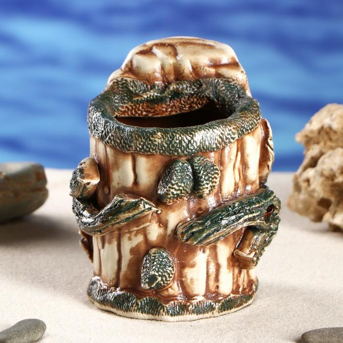 Декорации для аквариума "Пень маленький" микс