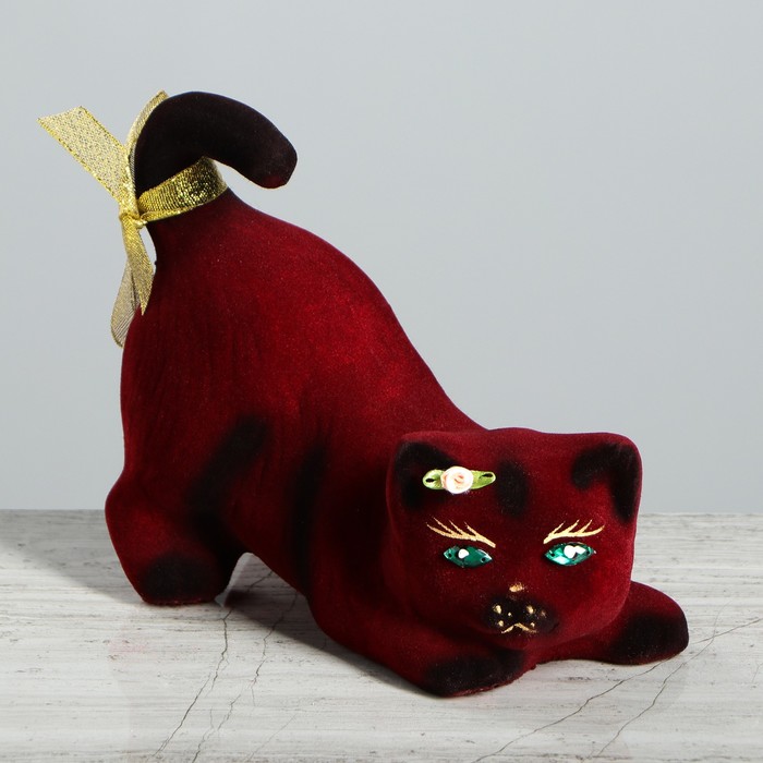 Копилка "Мася" флок, бордовая