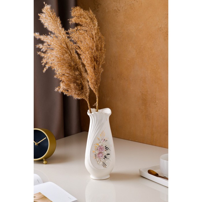 Ваза "Весна" белая, золото, деколь
