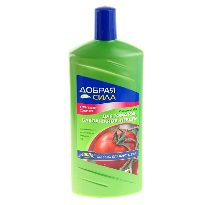 Удобрение Добрая Сила  №2 Овощное для томатов, баклажанов, перцев 1л
