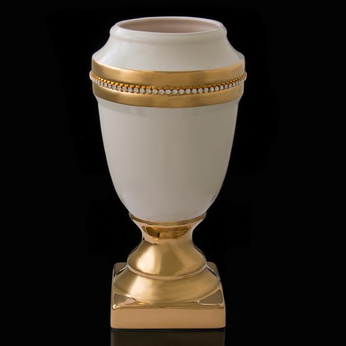 Ваза "Салуин" белая со стразами Swarowski