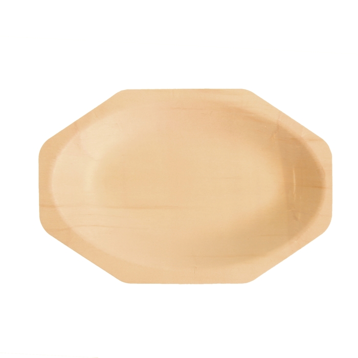 Тарелка одноразовая деревянная овальная, 19,5х12,5х2,5 см