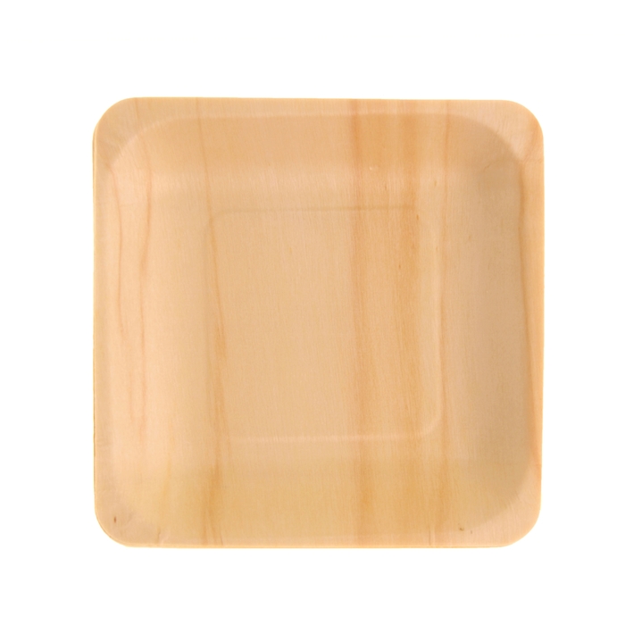 Тарелка одноразовая деревянная квадратная, 14х14х2 см