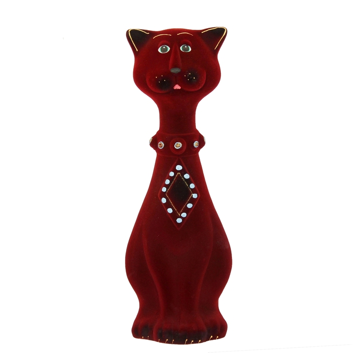 Копилка "Кот Феликс" большая, флок, бордовая