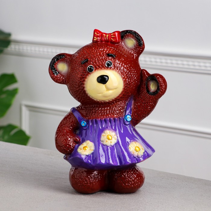 фото Копилка "медведица в платье", глянец, коричневый цвет, 29 см, микс керамика ручной работы