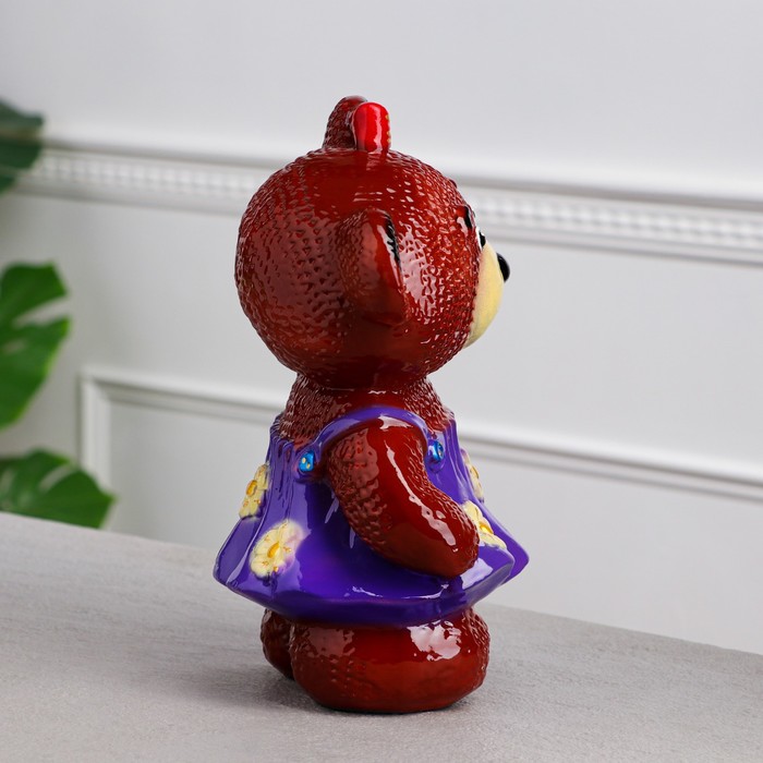 Копилка "Медведица в платье" глянец, коричневая, микс