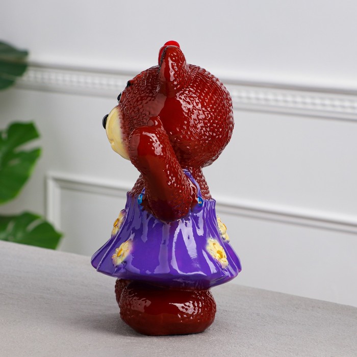 Копилка "Медведица в платье" глянец, коричневая, микс