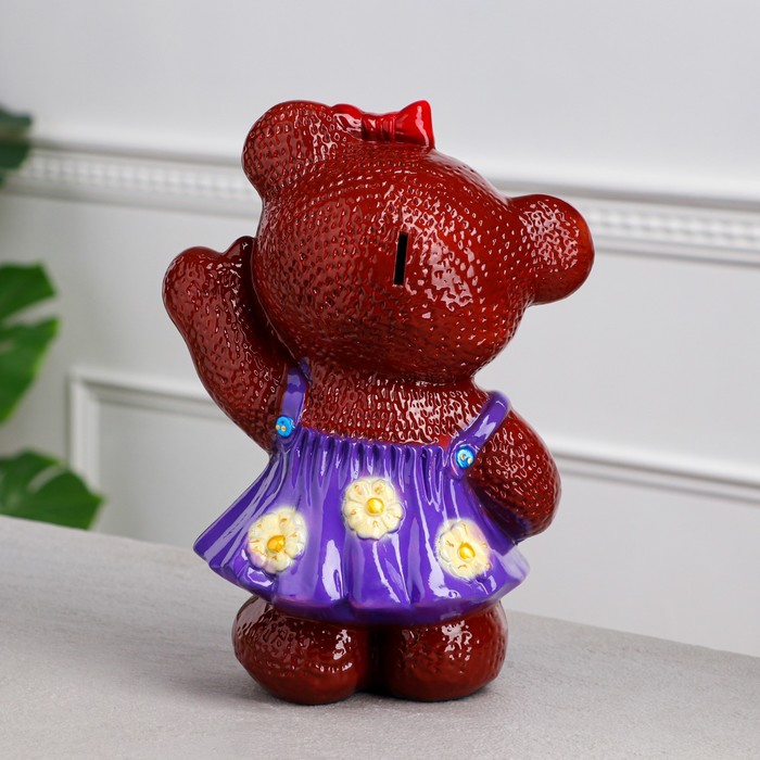 Копилка "Медведица в платье" глянец, коричневая, микс