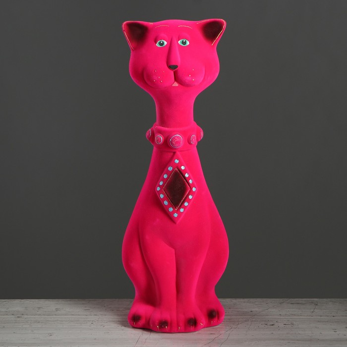 Копилка "Кот Феликс" большая, флок, розовая