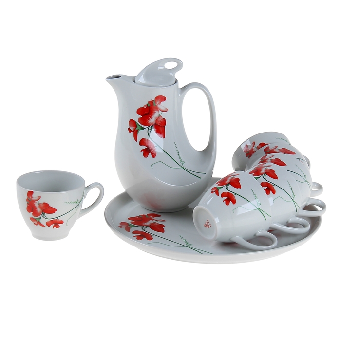 Набор питьевой "Рубин. Пингвин", 8 предметов: кувшин 1,2 л, блюдо для пиццы 30 см, 6 чашек 275 мл