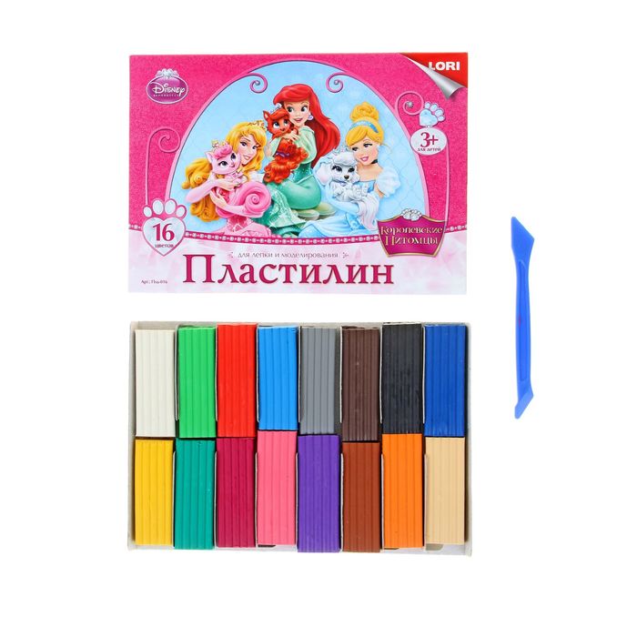 Пластилин 16 цветов 320 г Disney &quot;Королевские питомцы&quot;