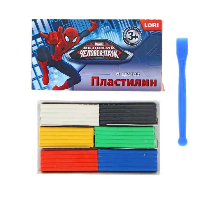 Пластилин 6 цветов 120 г Marvel &quot;Человек-паук&quot;