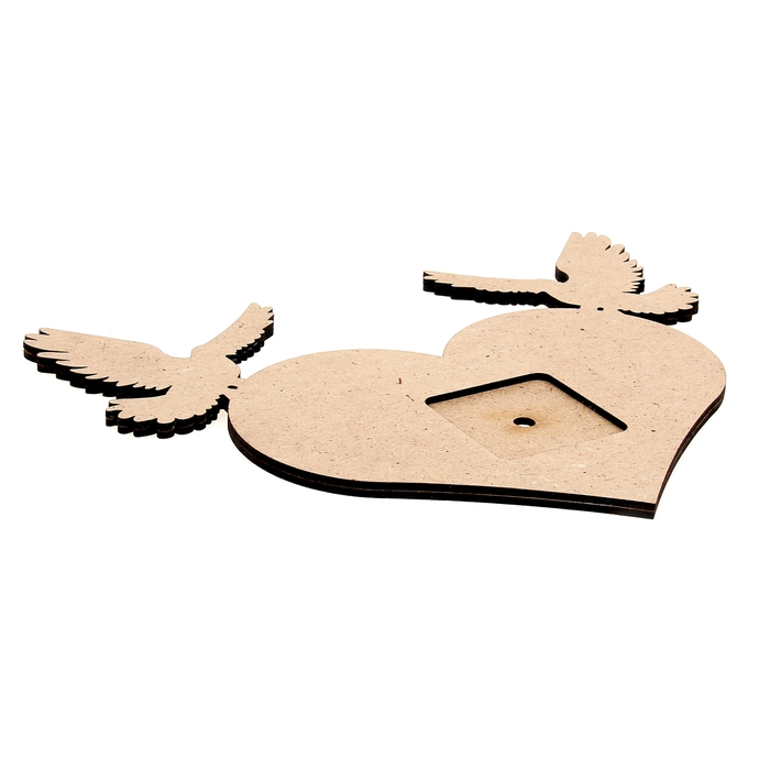 Заготовка для декора "Сердце с голубями" часы