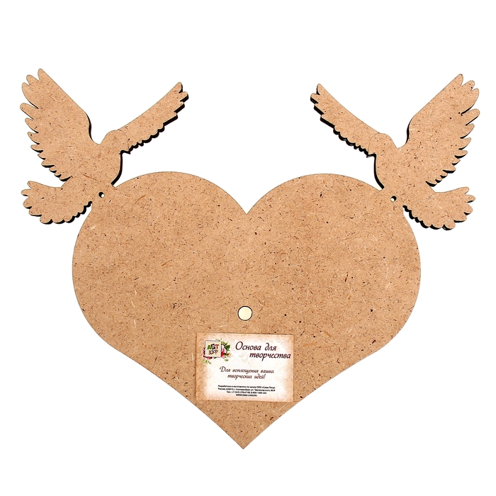 Заготовка для декора "Сердце с голубями" часы