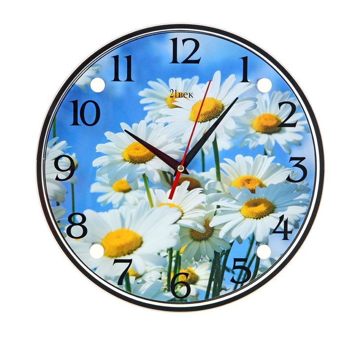 Часы настенные круглые "Ромашки", 30х30 см микс