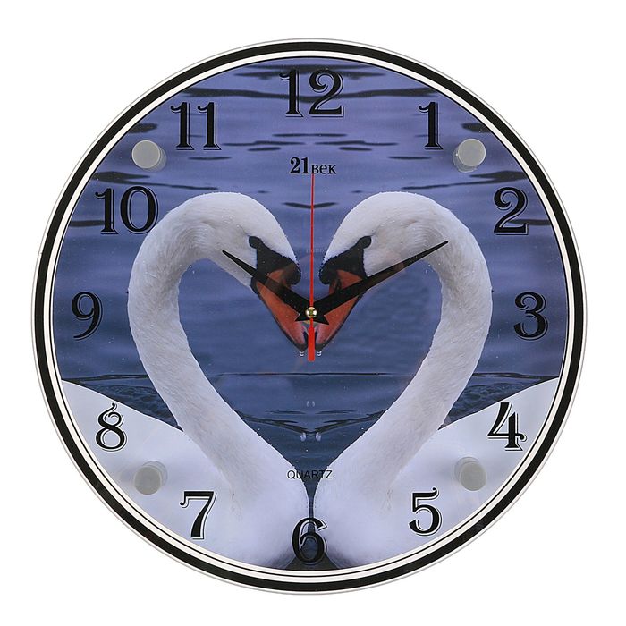 Часы настенные круглые "Два лебедя", 30х30 см микс