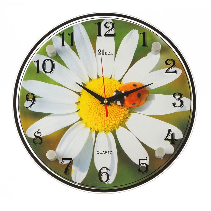 Часы настенные круглые "Божья коровка", 30х30 см микс