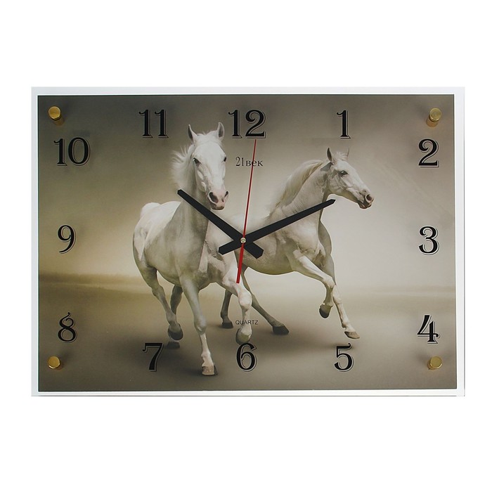 Часы настенные прямоугольные "Два коня", микс 40х56 см