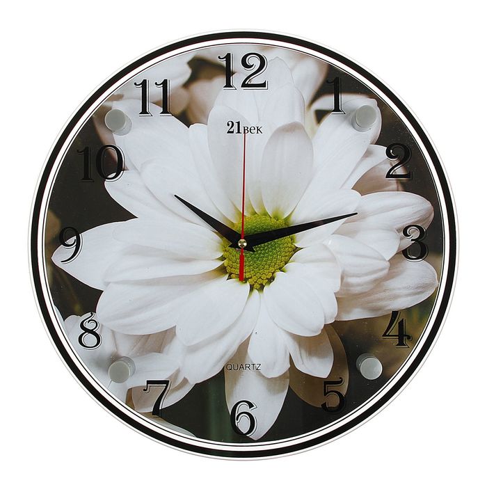 Часы настенные круглые "Белый цветок", 30х30 см микс