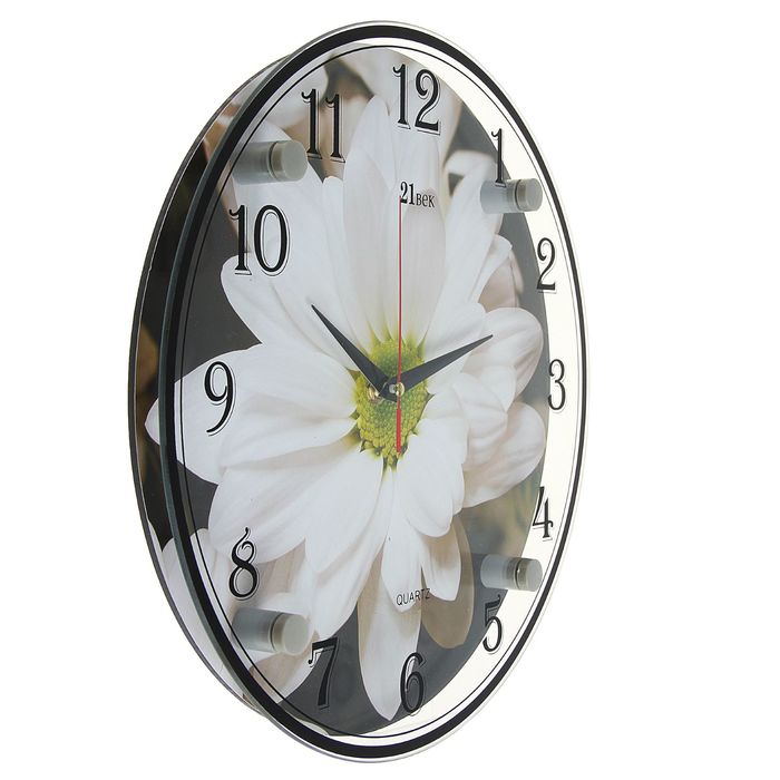 Часы настенные круглые "Белый цветок", 30х30 см микс