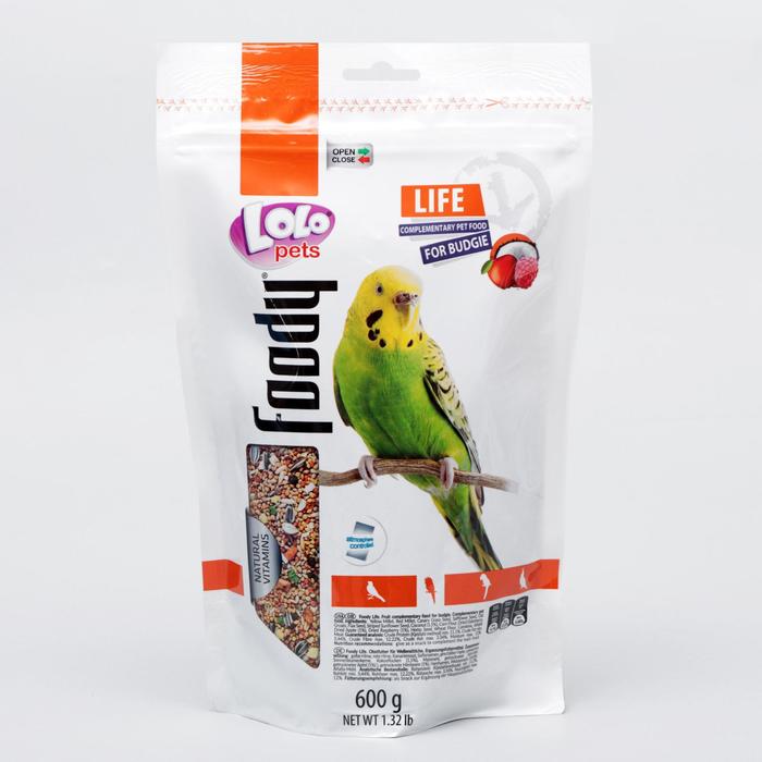 Корм фруктовый LoLo Pets для волнистых попугаев, дойпак, 600 г.