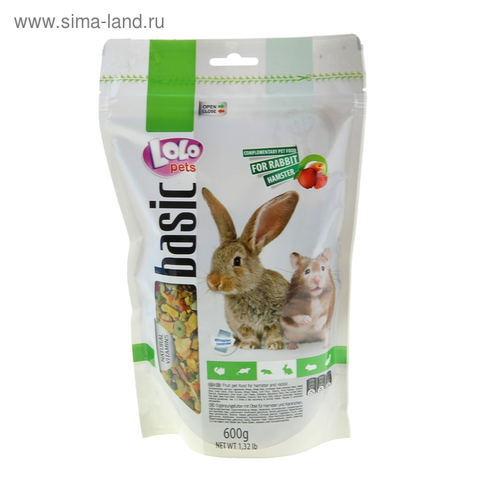 Корм для хомяков и кроликов LoLo Pets фруктовый, дойпак 600 г