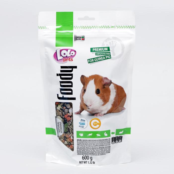 Корм LoLo Pets для морских свинок, полнорационный, дойпак, 600 г.
