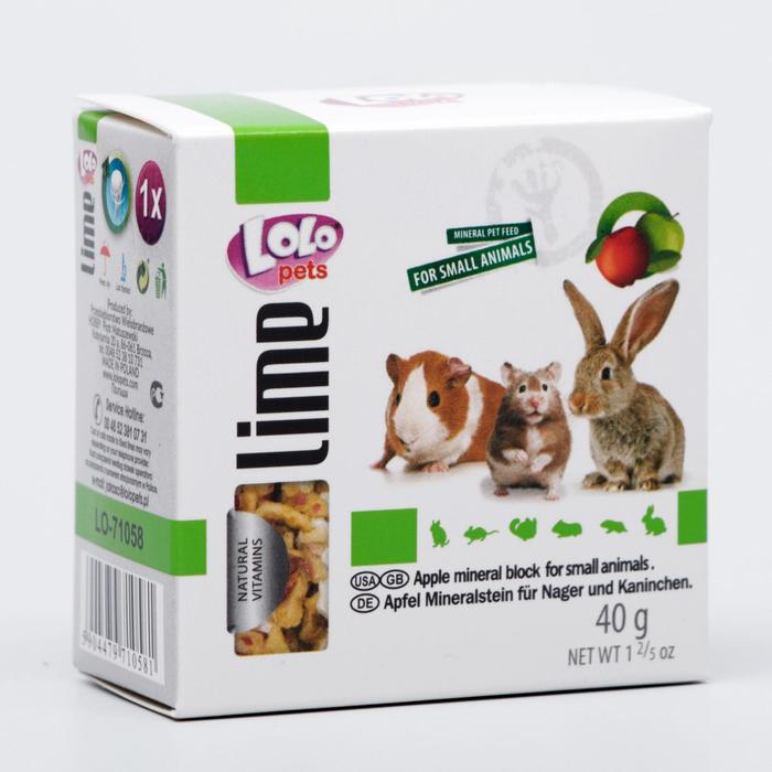 Минеральный камень для грызунов и кроликов LoLo Pets с яблоком 40 гр