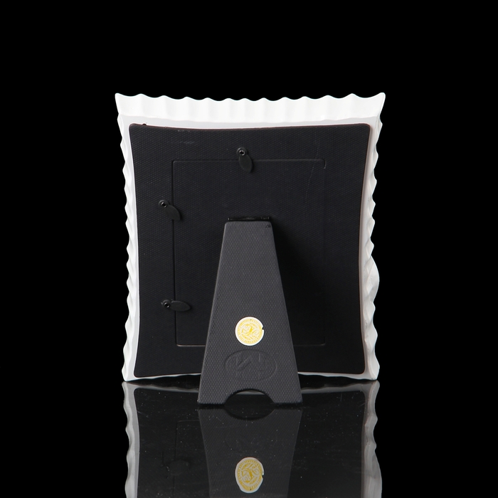 Фоторамка "Белоснежное гофре с кошкой" со стразами, 10х15 см