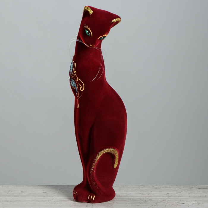 Копилка "Багира" средняя, флок, бордовая