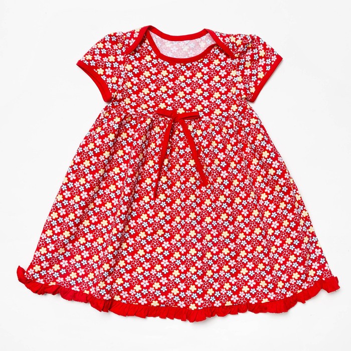 Платье с коротким рукавом для девочки, рост 80 см (12 мес), цвет микс/набивка Л365