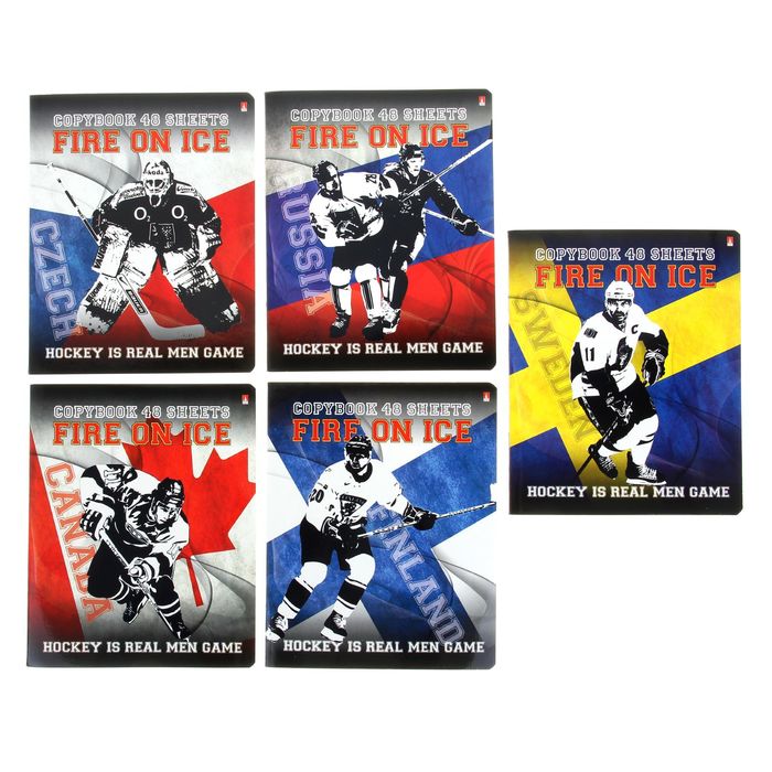 Тетрадь 48 листов клетка "Сборные мира", картонная обложка, лак, 5 видов МИКС