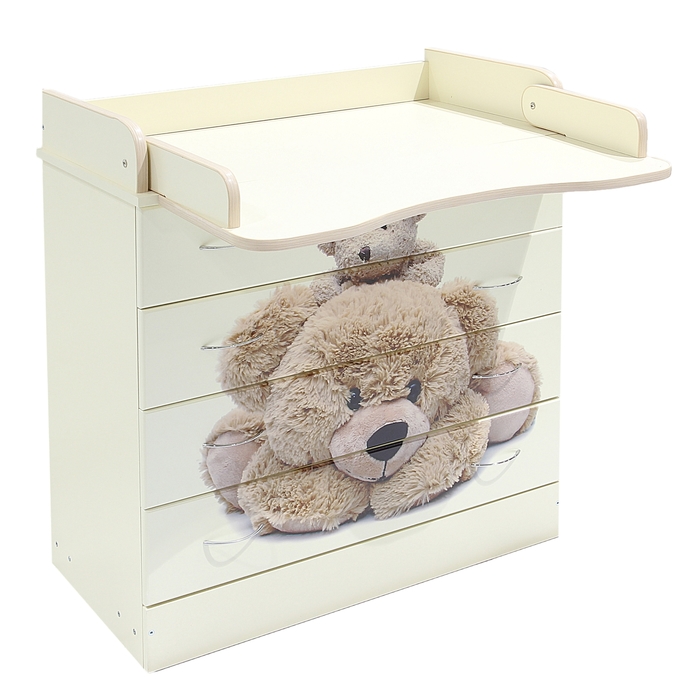 Комод детский пеленальный «Мишки», 4 выдвижных ящика, цвет ваниль