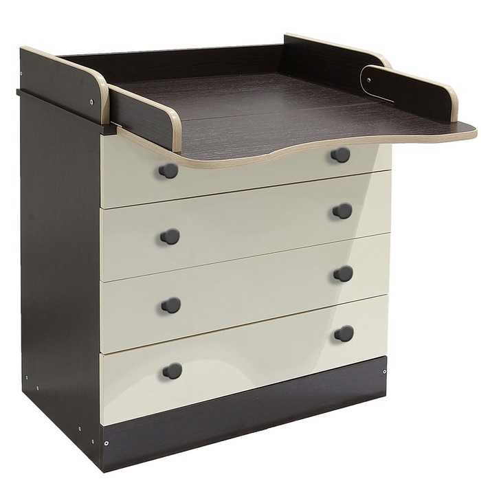 Комод детский пеленальный, 4 выдвижных ящика, цвет венге/ваниль