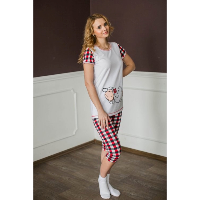 Комплект женский (туника, бриджи) "Овечка", размер 44, цвет МИКС