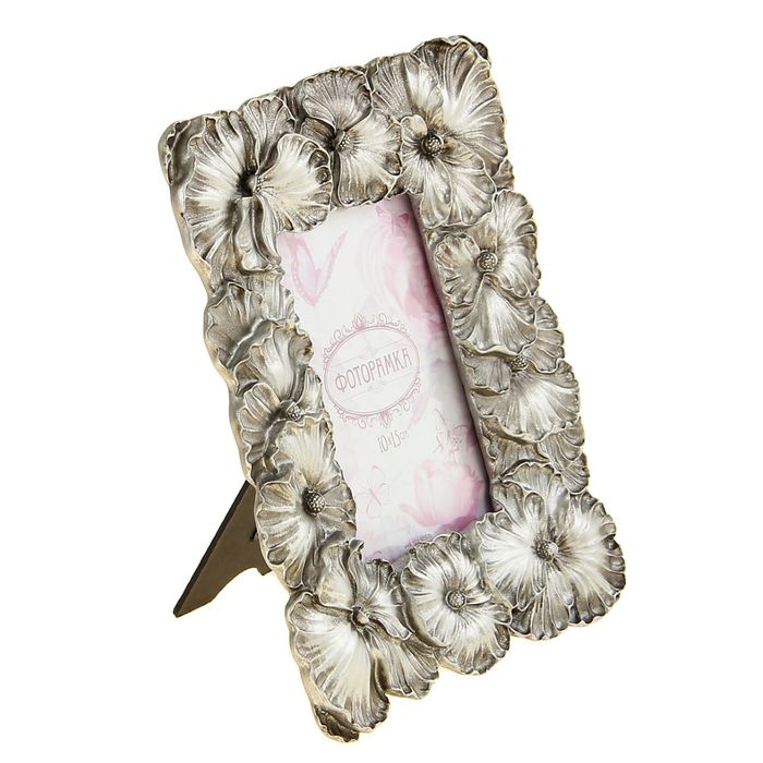 Фоторамка "Анютины глазки в серебре" 10х15 см