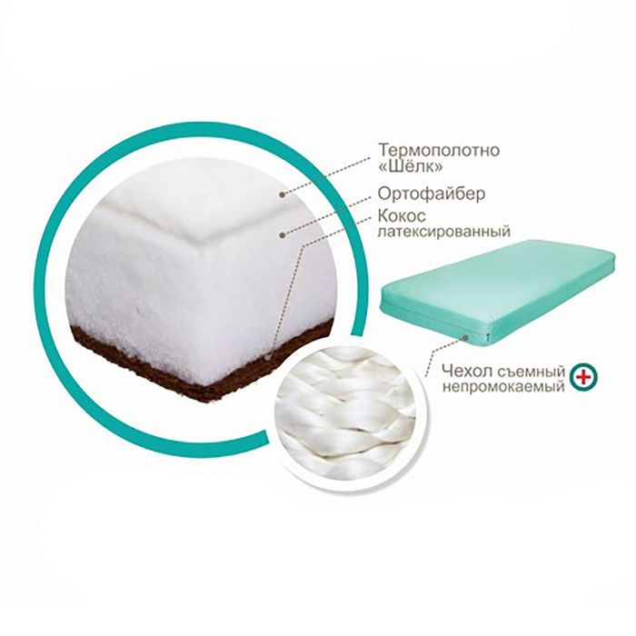 Детский матрас двусторонний «Здоровые сны. Шёлк» 119х59х12 см