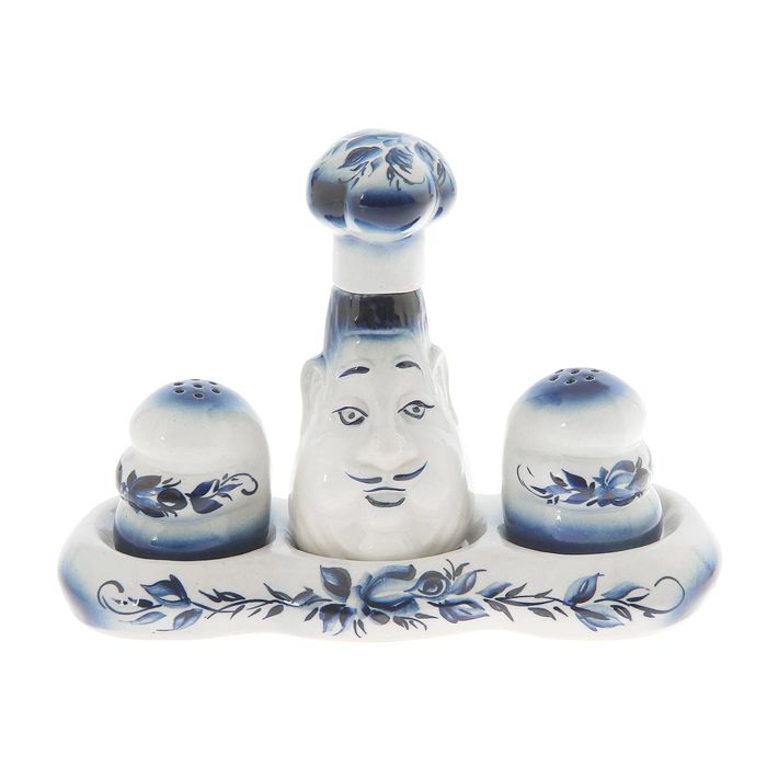 Набор для специй "Шеф-Повар" 2 предмета, гжель, микс