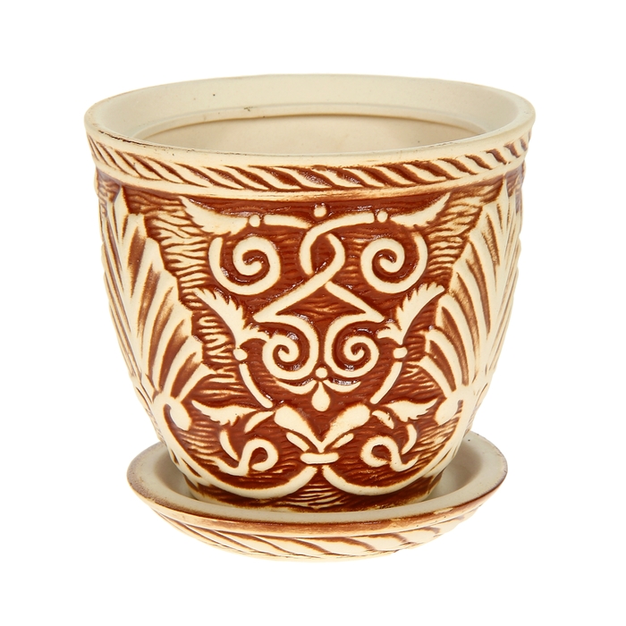 Кашпо ''Славянское" малое, коричневое, глазурь, 1,2 л