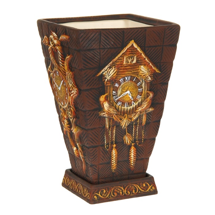 Кашпо "Старинные часы" коричневое, 19 л