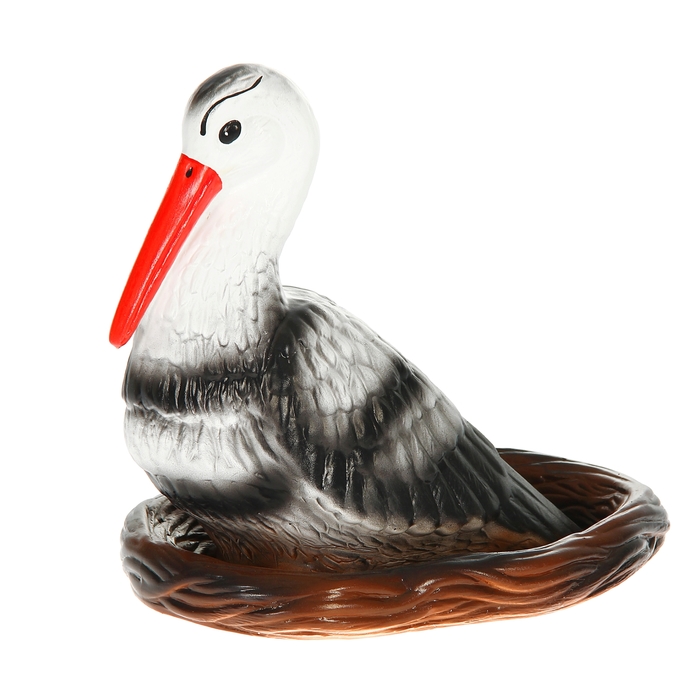 Садовая фигура "Аист в гнезде" бело-чёрная