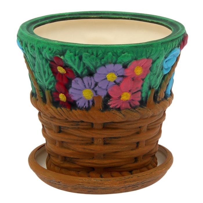 Кашпо ''Корзинка" рисунок, акрил, 4 л
