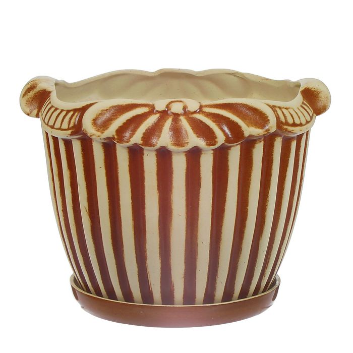 Кашпо ''Римский" коричневое, глазурь, 9 л