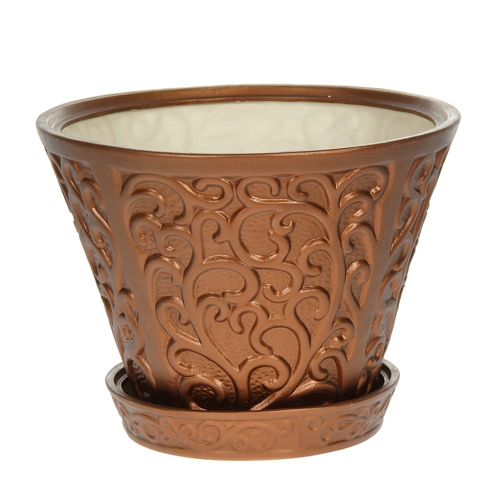 Кашпо ''Узор" коричневый металлик, акрил, 16 л
